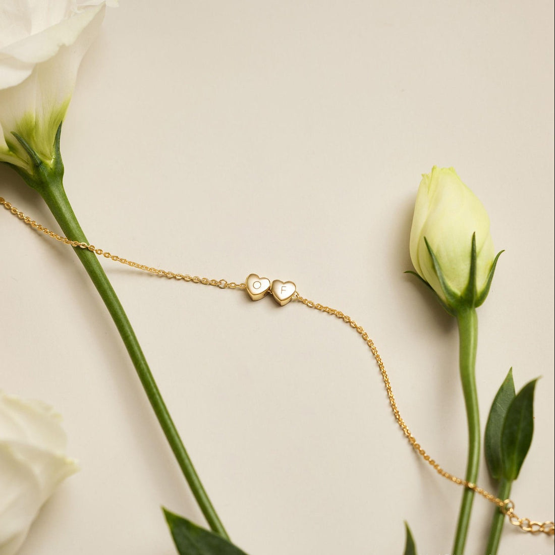 Initial Tiny Heart Charm Bracelet