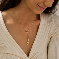 Custom Heart & Name Lariat Necklace