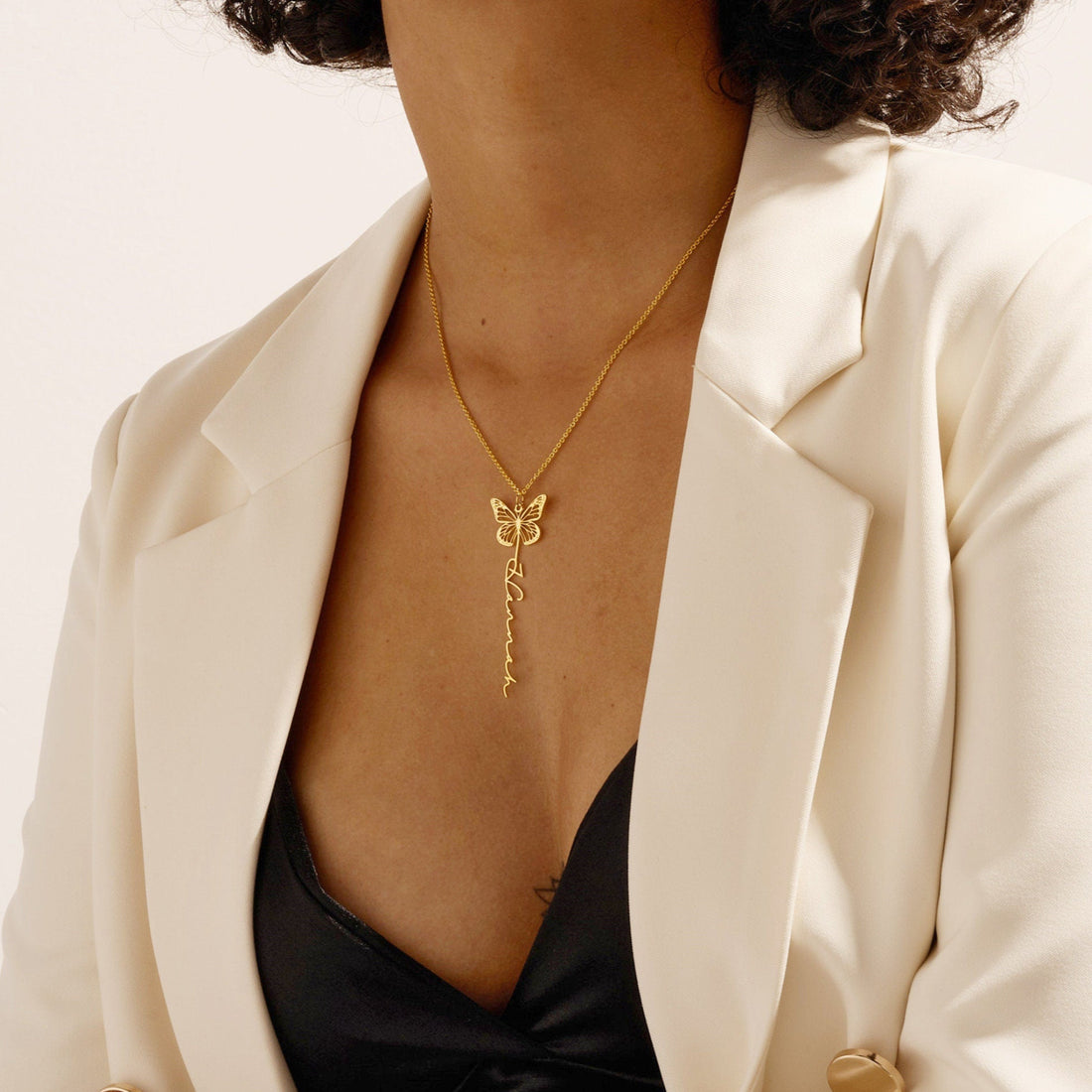 Dainty Birth Butterfly Name Necklace