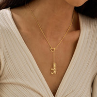 Custom Heart & Name Lariat Necklace