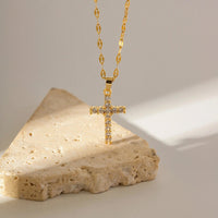 Clear Zircon Cross Necklace
