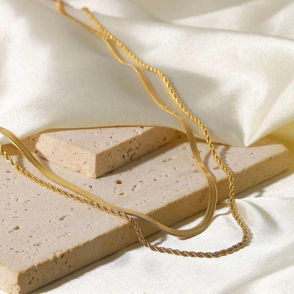 Flat Snake Chain Layer Necklace