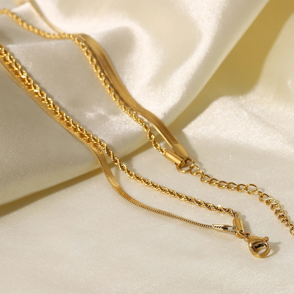 Flat Snake Chain Layer Necklace