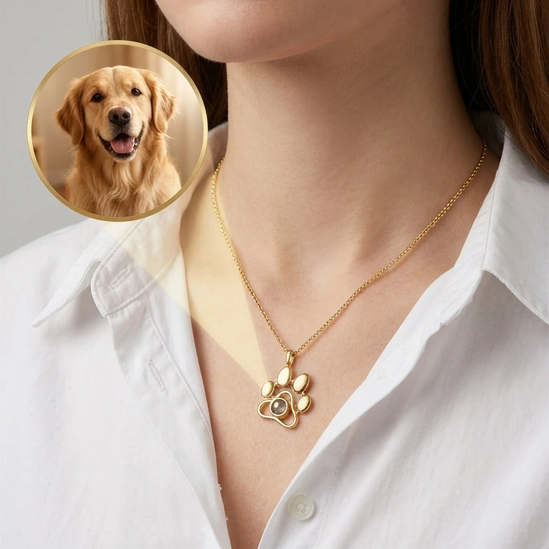 Paw Print Photo Necklace