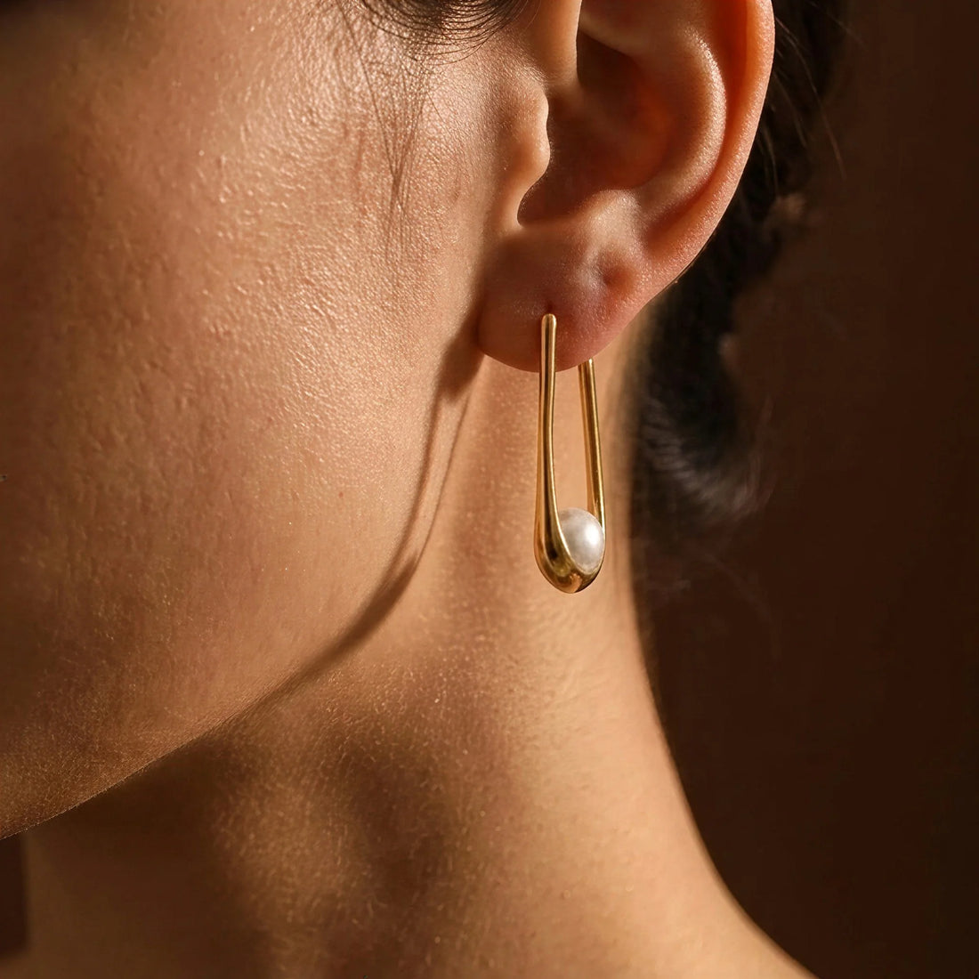 Pearl Huggie Earrings