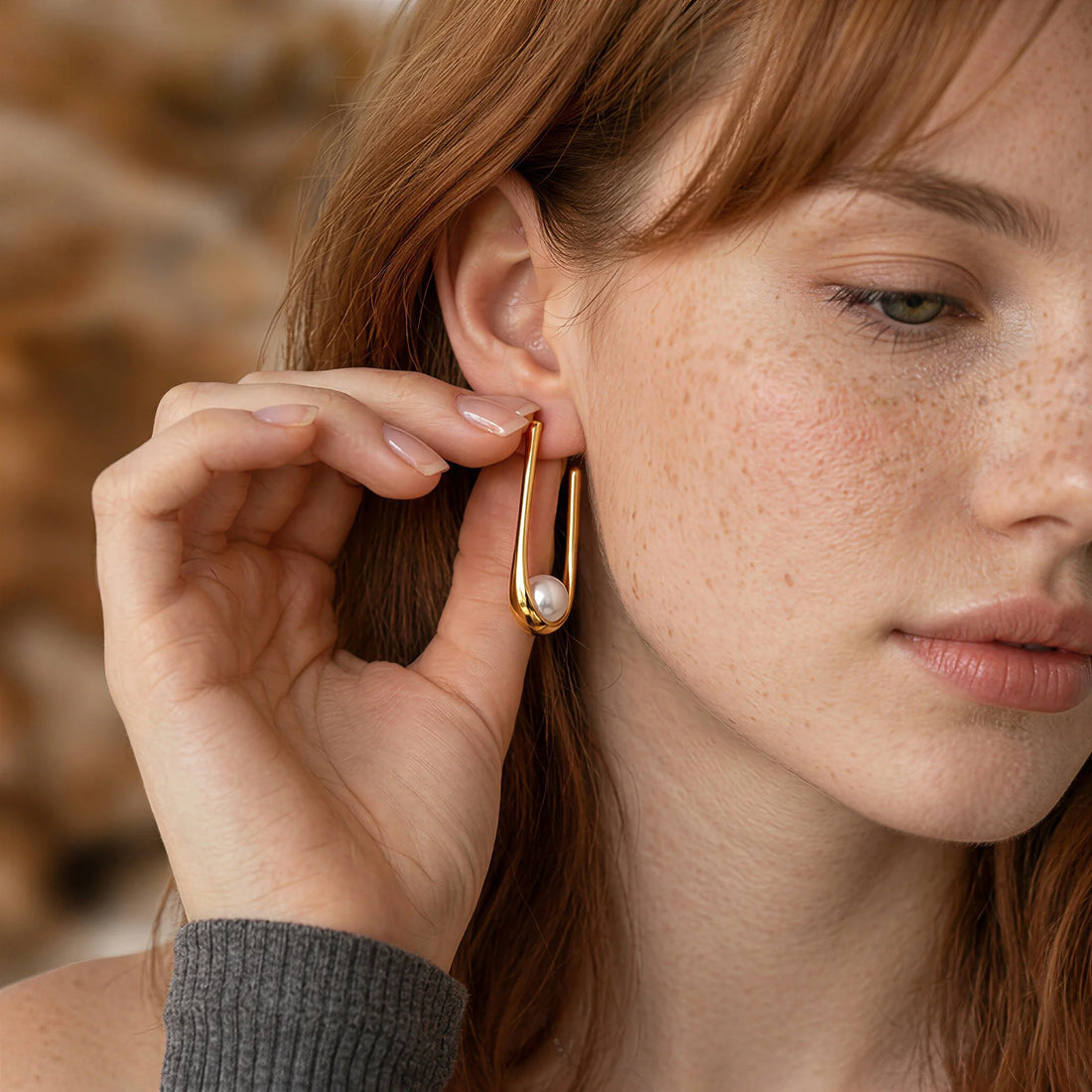 Pearl Huggie Earrings