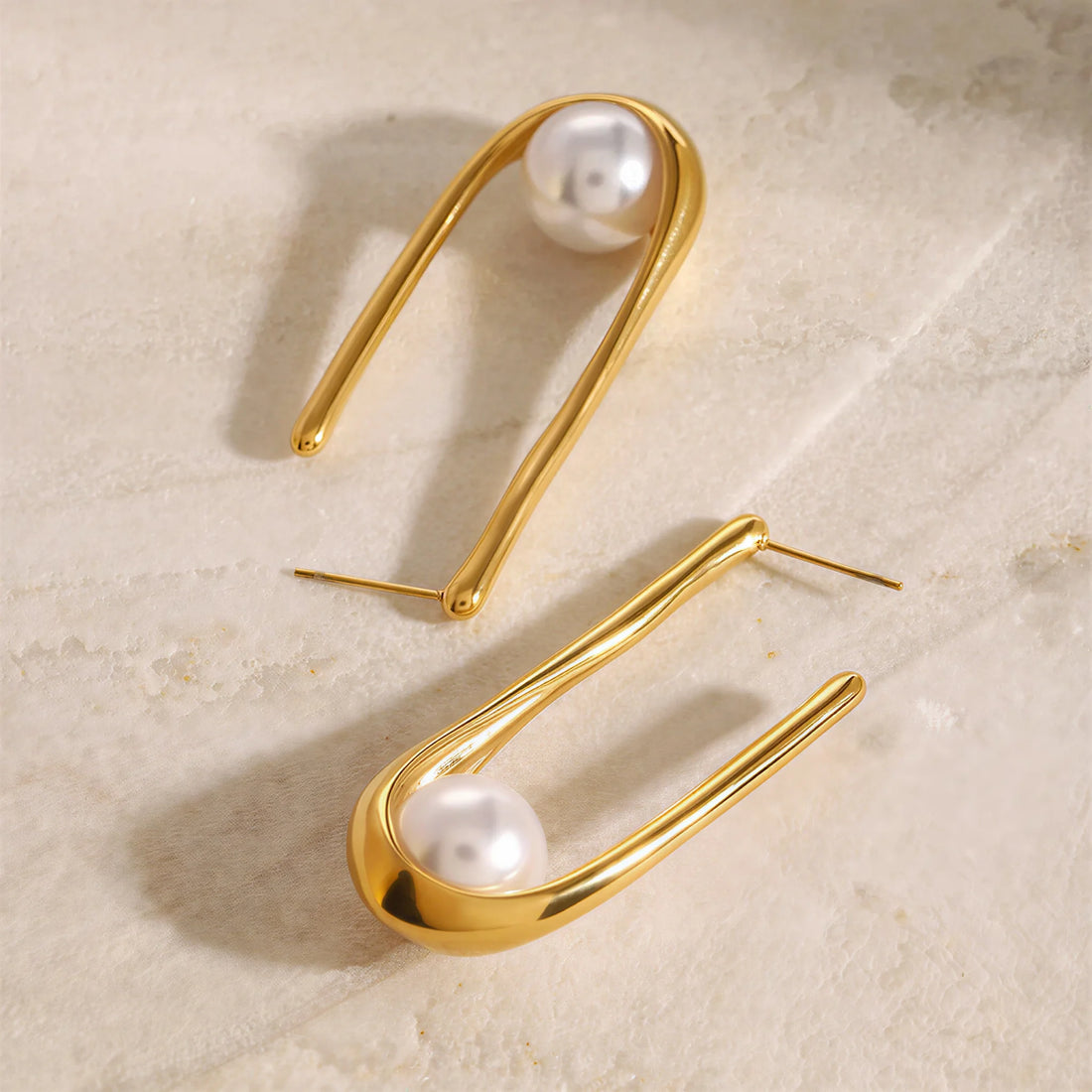 Pearl Huggie Earrings