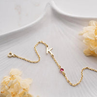 Birthstone Initial Bracelet