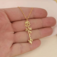 Personalised Name Necklace with Birth Flower