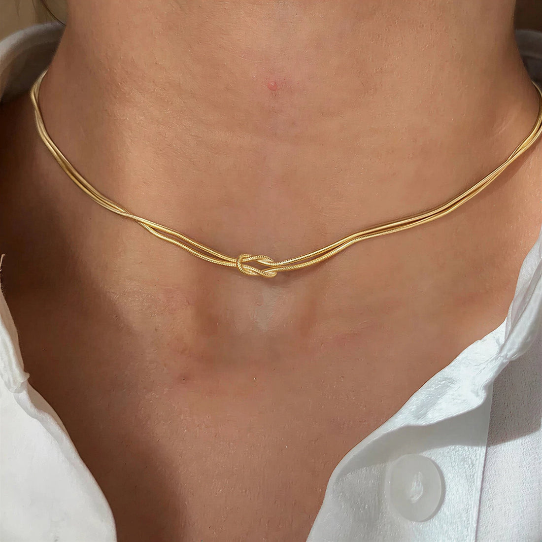 Knotted Round Snake Chain Necklace