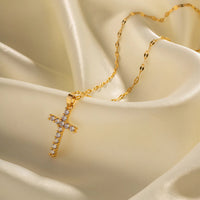 Clear Zircon Cross Necklace