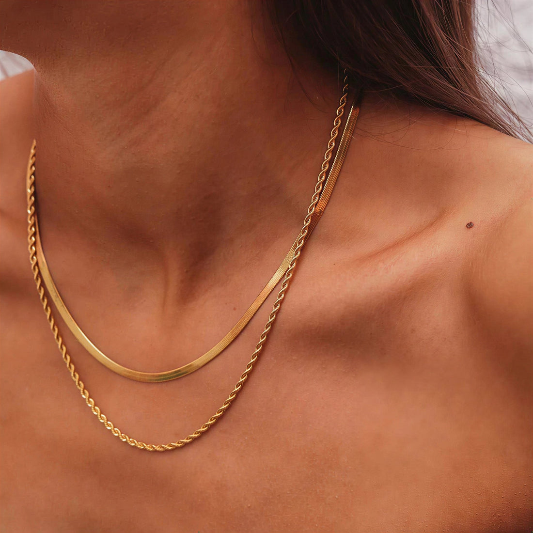 Flat Snake Chain Layer Necklace
