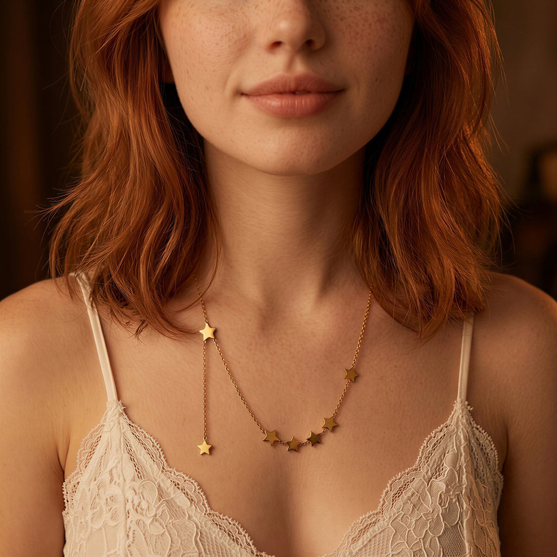Star Station Chain Necklace with Star Tassel