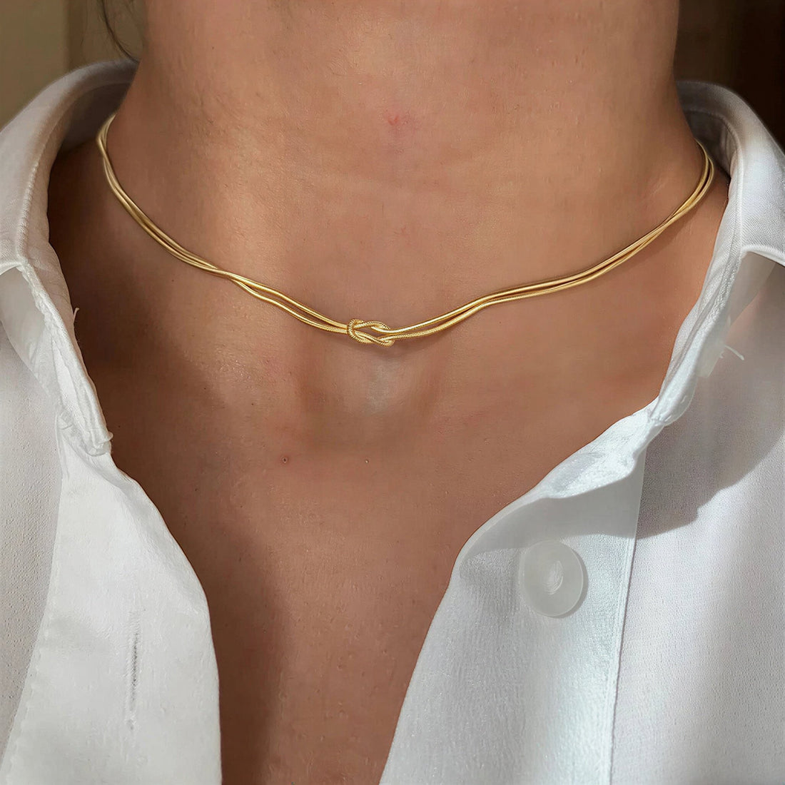 Knotted Round Snake Chain Necklace