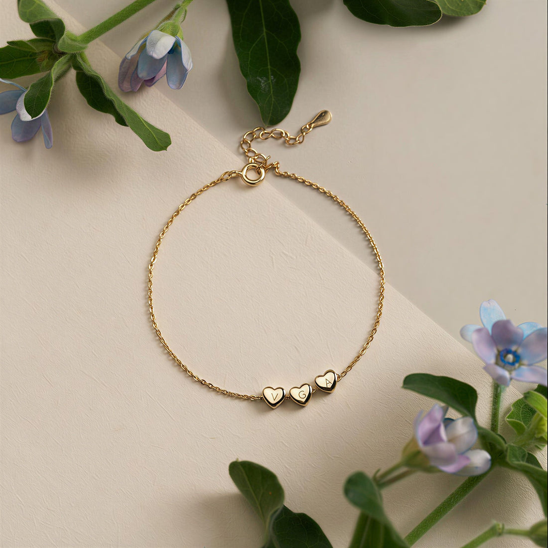Initial Tiny Heart Charm Bracelet