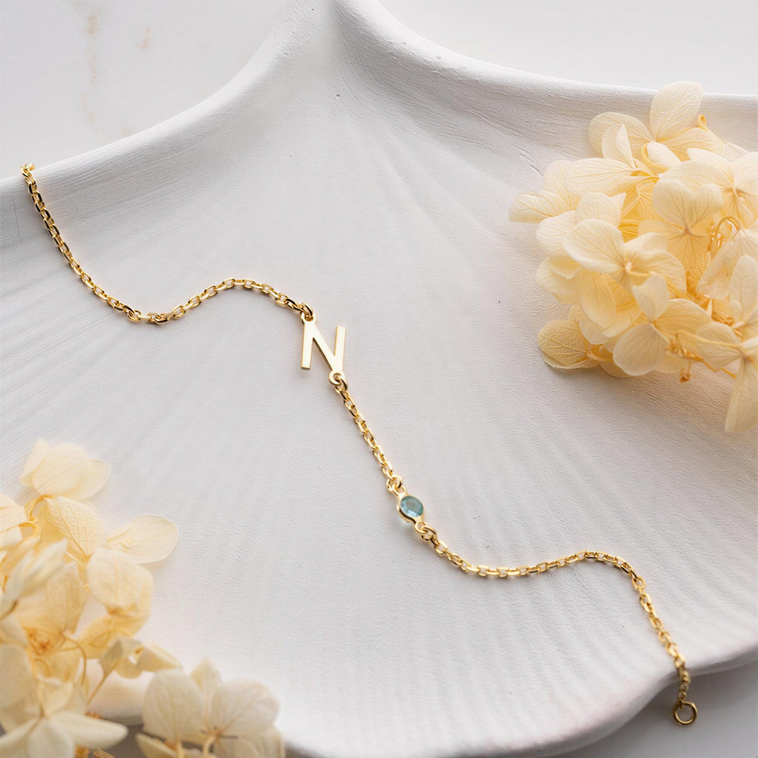 Birthstone Initial Bracelet